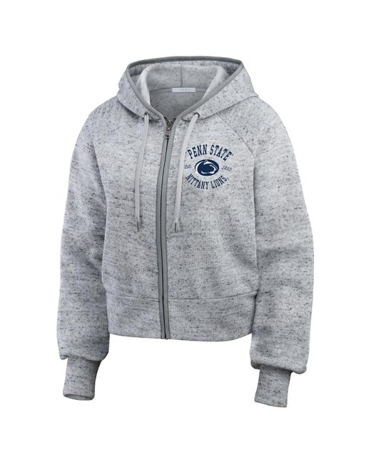 WEAR by Erin Andrews Gray Penn State Nittany Lions Wear Speckle Double-hit Raglan Full-zip Hoodie