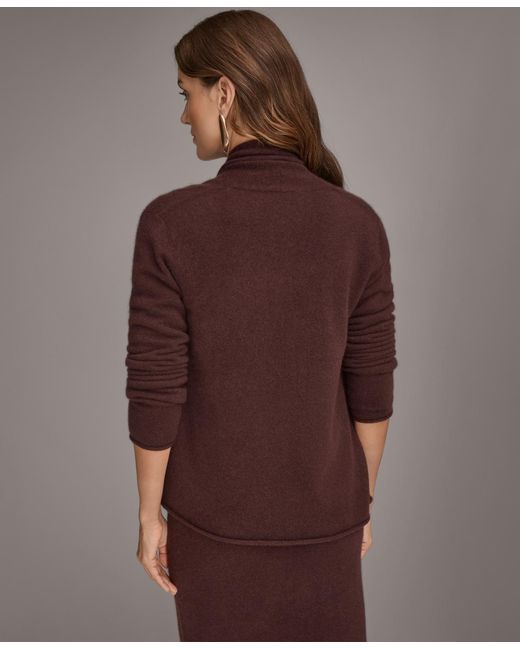 Donna Karan Brown Open Front Cashmere Cardigan