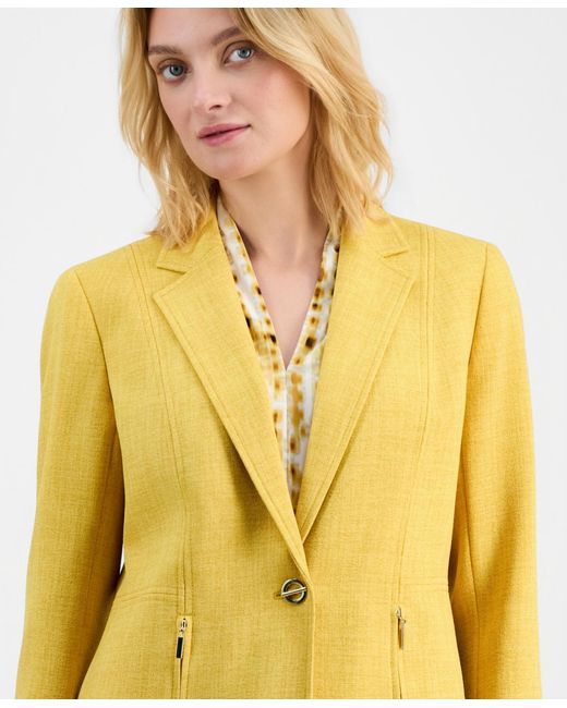Kasper Yellow Petite Blend One-button Jacket