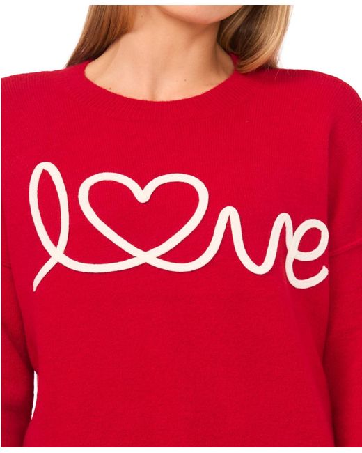 Cece Cursive Love Embroidered Sweater