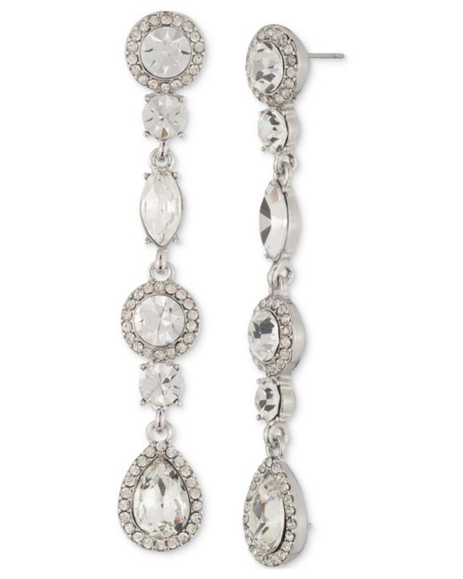 Givenchy White Mixed Crystal Halo Linear Drop Earrings