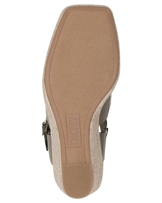 DKNY Gray Caylee Square Toe Wedge Sandals