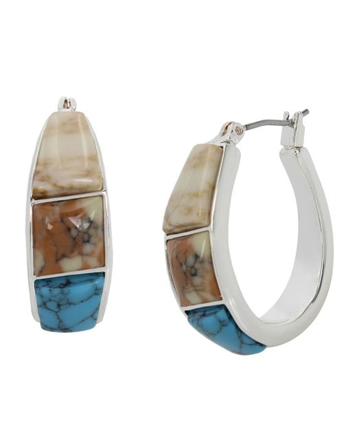 Robert Lee Morris Blue Semi-precious Mixed Stone Hoop Earrings