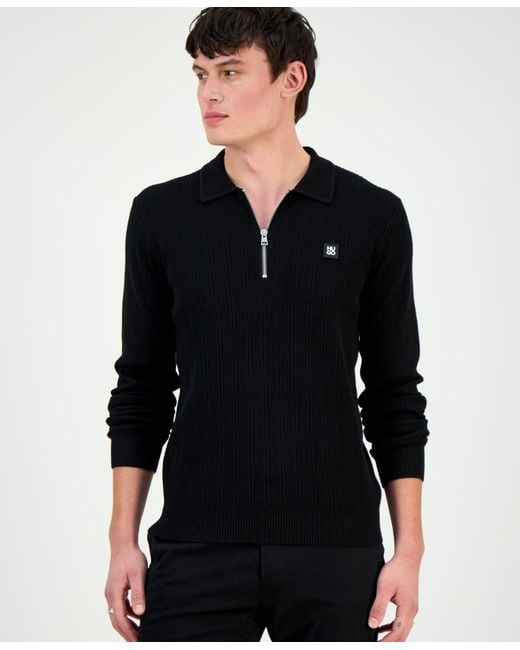 Boss Black Sastoro Long-sleeve Quarter-zip Textured Sweater for men