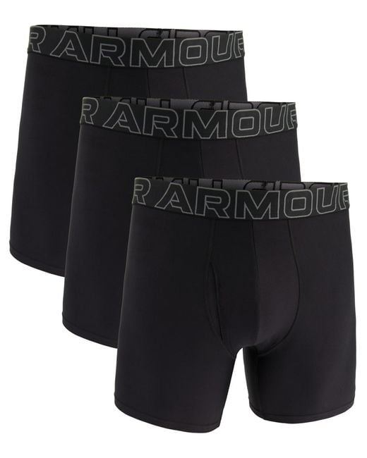 Under Armour Black 3-pack Performance Tech Solid 6" Boxer Briefs for men