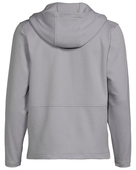Lands' End Gray Grid Tech Hooded Zip Front Jacket