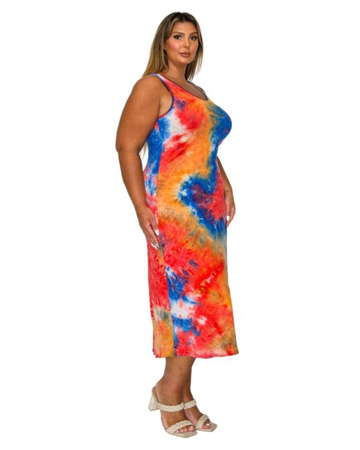 L I V D Red Plus Size Zola Tie Dye Tank Dress
