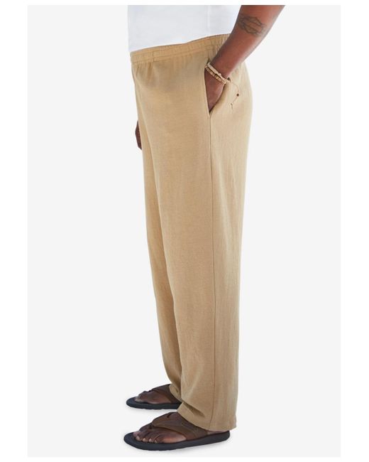 Kingsize Blue Big & Tall Elastic Waist Gauze Cotton Pants for men