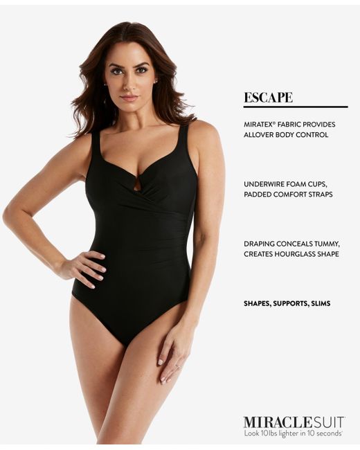 Miraclesuit Black Plus Size Escape Underwire Allover-slimming Wrap One-piece Swimsuit