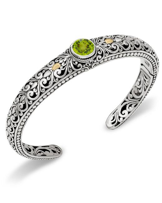 DEVATA Metallic Peridot & Bali Filigree Cuff Bracelet