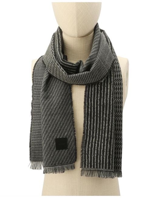 Calvin Klein Black Mixed Pattern Yarn Dye Scarf for men