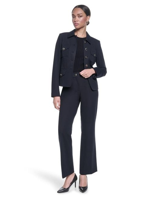 Karl Lagerfeld Blue Cropped Collared Neck Jacket