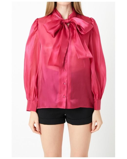 Endless Rose Red Organza Blouse Top