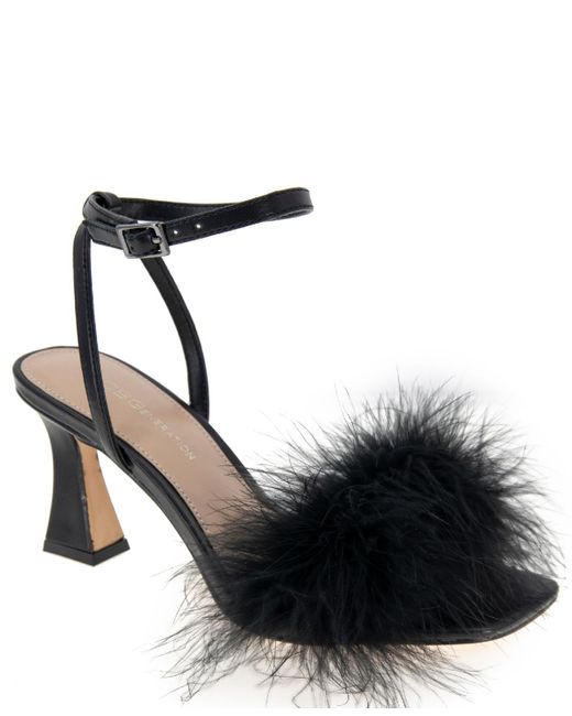 BCBGeneration Black Relby Feathered High-heel Two-piece Dress Sandals