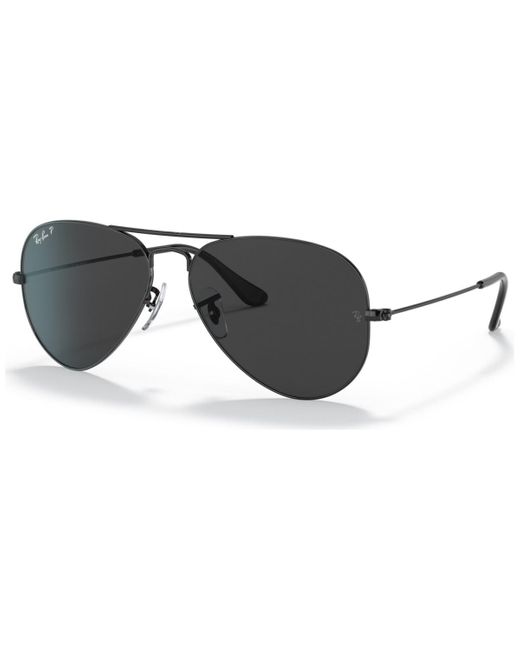 Ray-Ban Unisex Aviator Total Black Polarized Sunglasses, Rb3025
