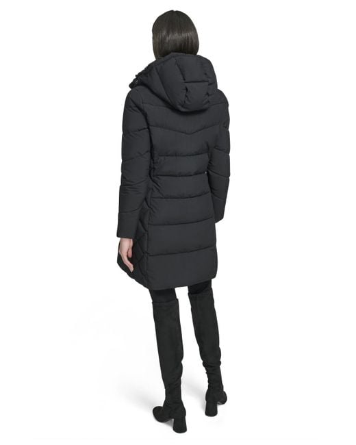 Calvin Klein Black Collar Hooded Puffer Coat