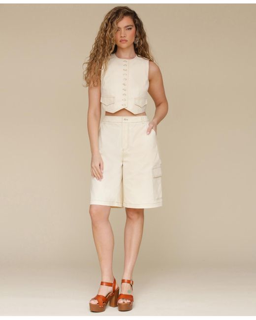 Avec Les Filles Natural Crewneck Cropped Vest