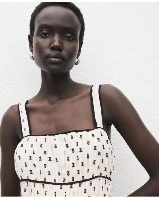 Mango White Plumeti Midi Dress