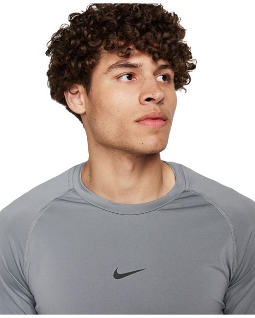 Nike Gray Pro Slim-fit Dri-fit Long-sleeve T-shirt for men