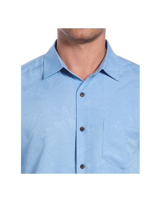 Cubavera Blue Palm Print Short-sleeve Button-down Shirt for men