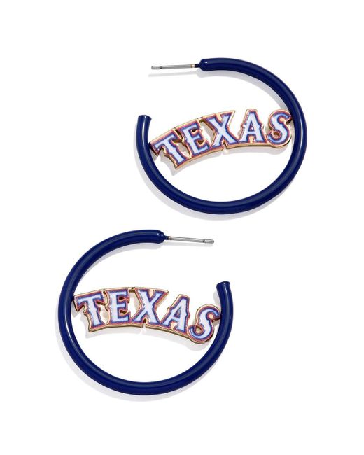 BaubleBar Blue Texas Rangers Enamel Hoop Earrings