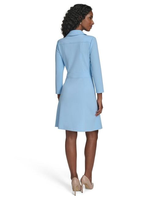 Tommy Hilfiger Zip-front Fit And Flare Dress in Blue | Lyst