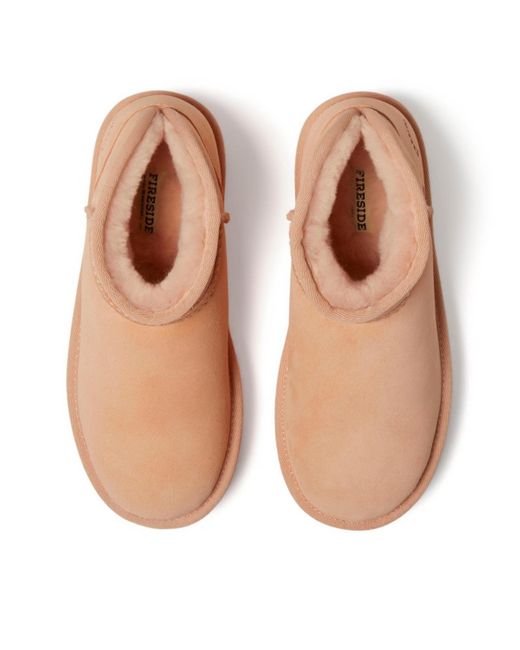 Dearfoams Pink Fireside By Kingston Genuine Shearling Platform Bootie