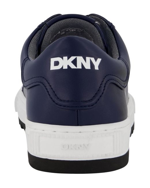 DKNY White Smooth Leather Sawtooth Sole Sneakers for men