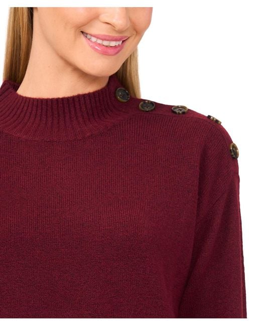 Cece Red Button Detail Sweater