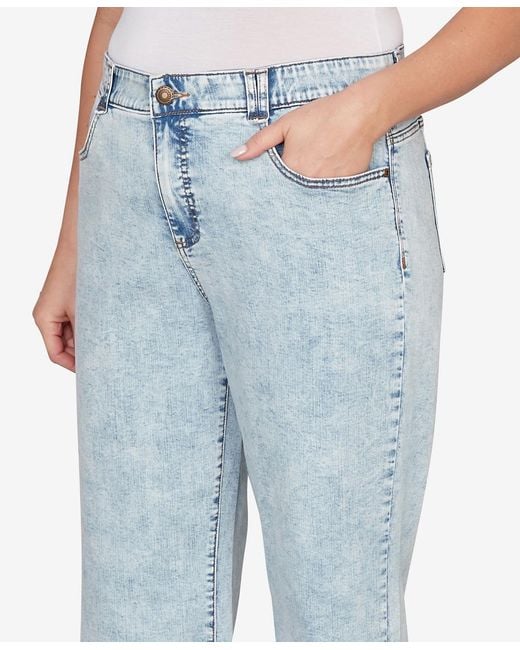 Ruby Rd Jeans Ruby Rd. Plus Size Comfort Waist Wide Leg Cropped Jeans in Blue | Lyst