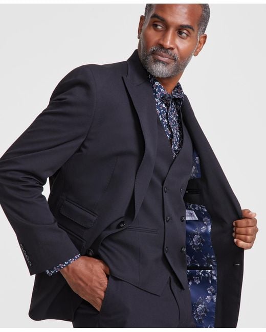 Tayion Collection Blue Classic-fit Solid Suit Separates Jacket for men