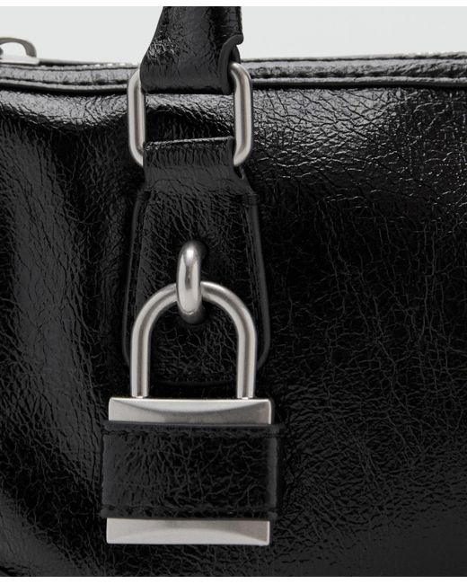 Mango Black Mini Shiny Handles Handbag