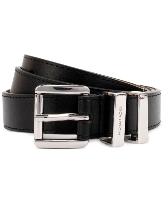 Michael Kors Black Michael Leather Metal-loop Belt