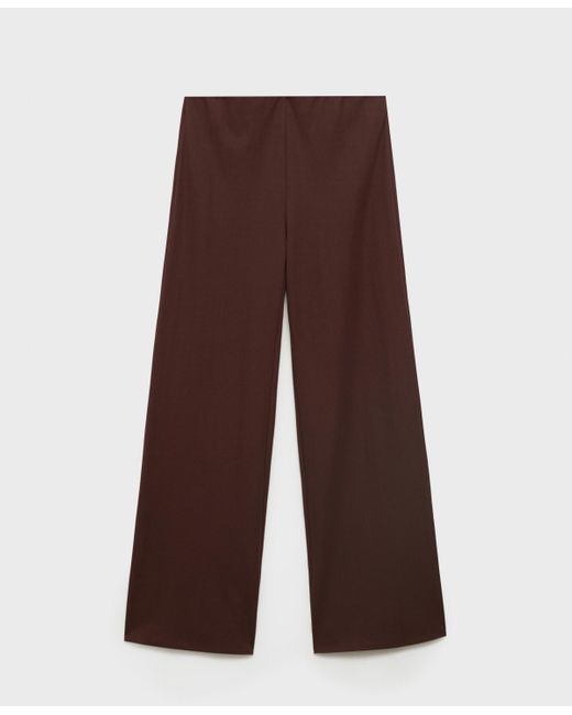 Mango Brown Flowy Straight-fit Pants