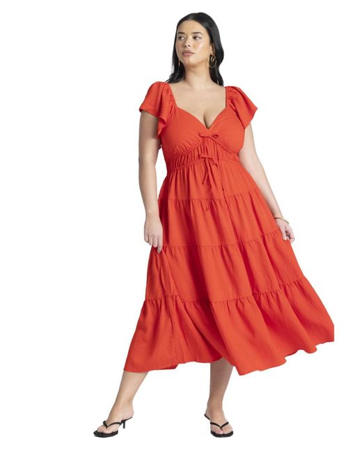 Eloquii Plus Size Ruffled Tiered Maxi Dress