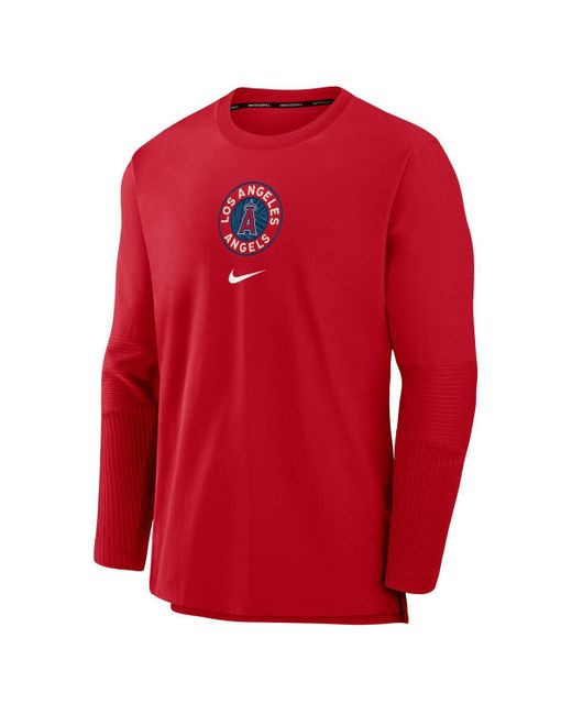 Nike Red Los Angeles Angels Authentic Collection City Connect Player Tri-blend Performance Pullover Jacket for men