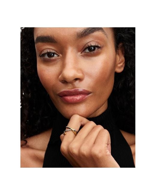Pandora Metallic Organically Shaped Two-tone Double Ring