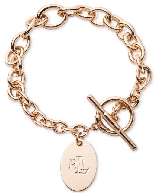 Ralph Lauren＊Chain Necklace&Bracelet 2点セット＊送料込 Ralph Lauren Tone Logo Charm Chain Link toggle Bracelet in
