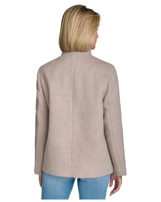Andrew Marc Blue Piper Button Front Wool Blend Jacket