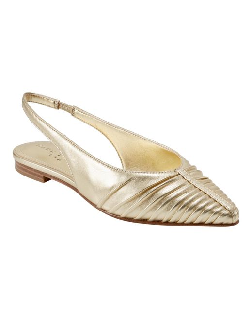 Marc Fisher White Dalatee Pointy Toe Slingback Flats