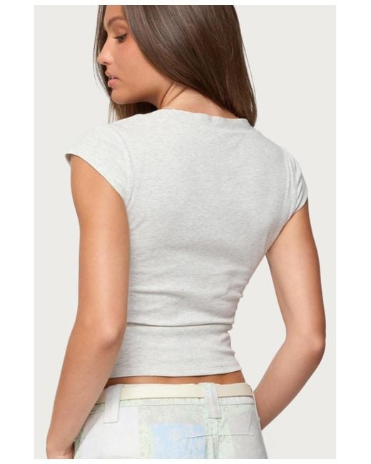 Edikted White Alza Button Up Top