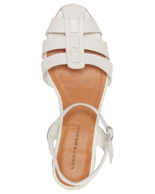 Lucky Brand White Zilma Ankle Strap Fisherman Flat Sandals