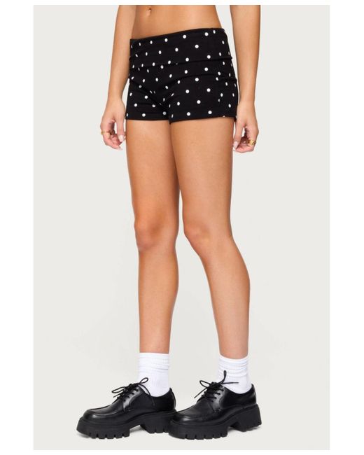 Edikted Black Chelsie Polka Dot Foldover Shorts