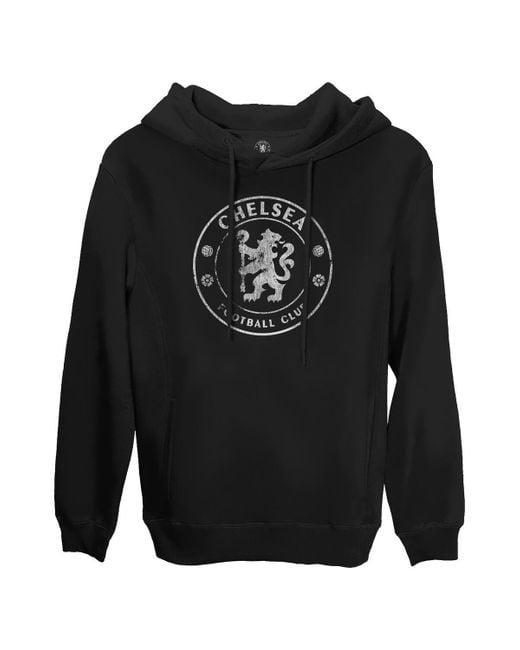 1863fc Black Chelsea Monochrome Badge Fleece Pullover Hoodie for men