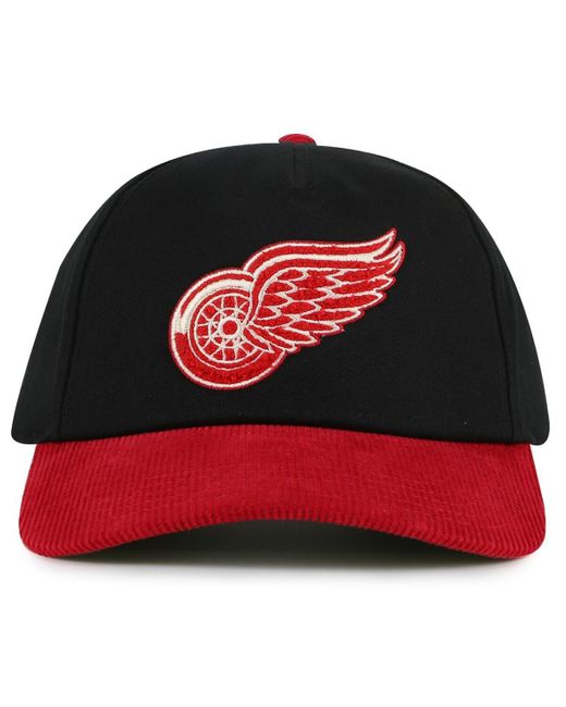 American Needle Black/red Detroit Red Wings Burnett Adjustable Hat for men