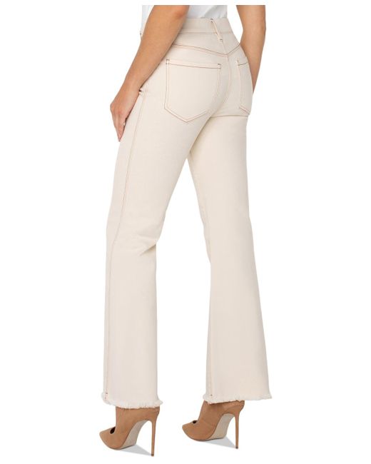Liverpool Los Angeles Natural Gia Glider Mid-rise Flare Fray-hem Jeans