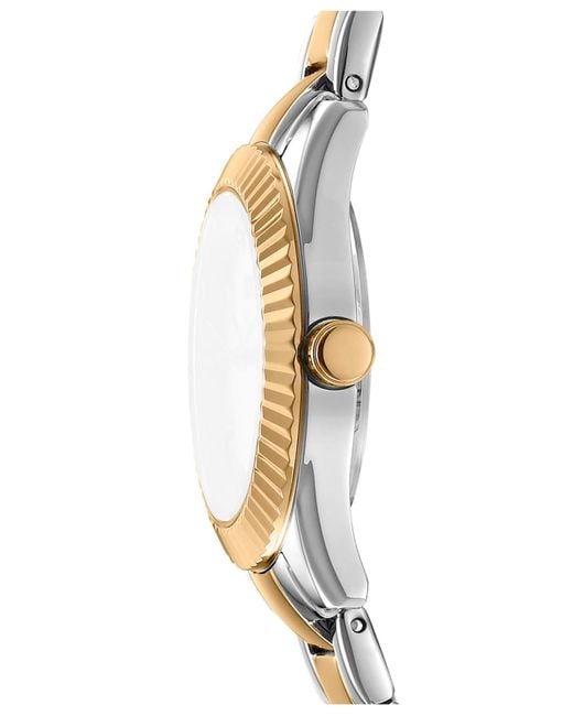 DKNY Metallic Chambers Glitz Silver Dial Gold Two-tone Stainless Steel Bracelet Watch 30mm