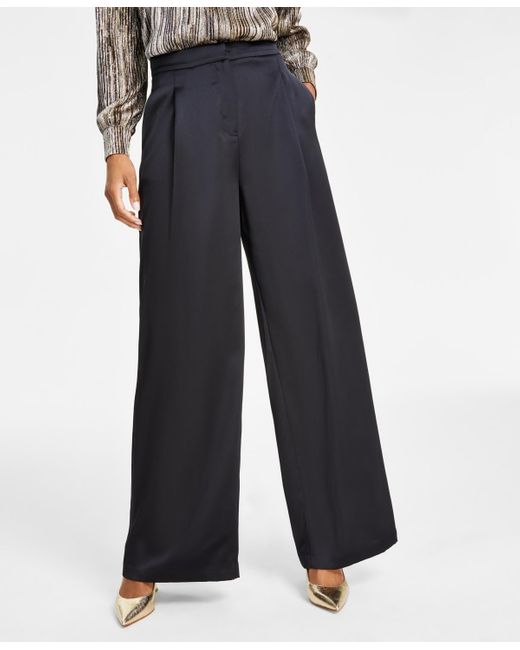 Michael Kors Michael Satin Wide-leg Pants in Gray | Lyst