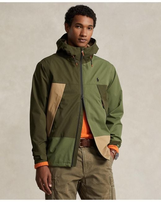 Polo Ralph Lauren Green Color-blocked Water-resistant Jacket for men