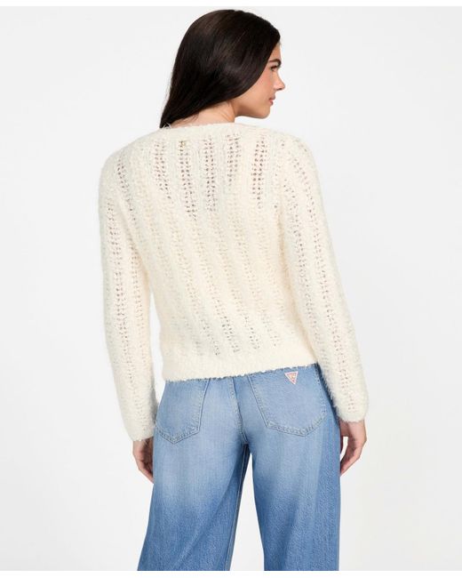 Guess Blue Bea Open Stitch Long Sleeve Cardigan Sweater